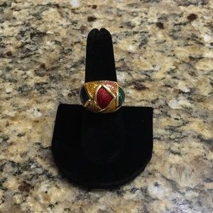 Enamel Inlay Ring Size 7